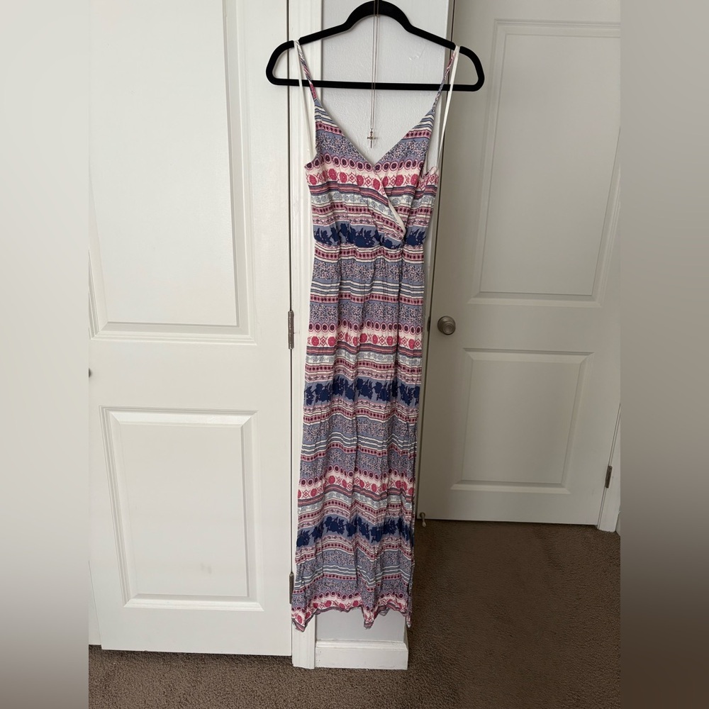 One Clothing Floral Print Deep V-Neck Maxi Summer Boho Dress Floral Midi Dress